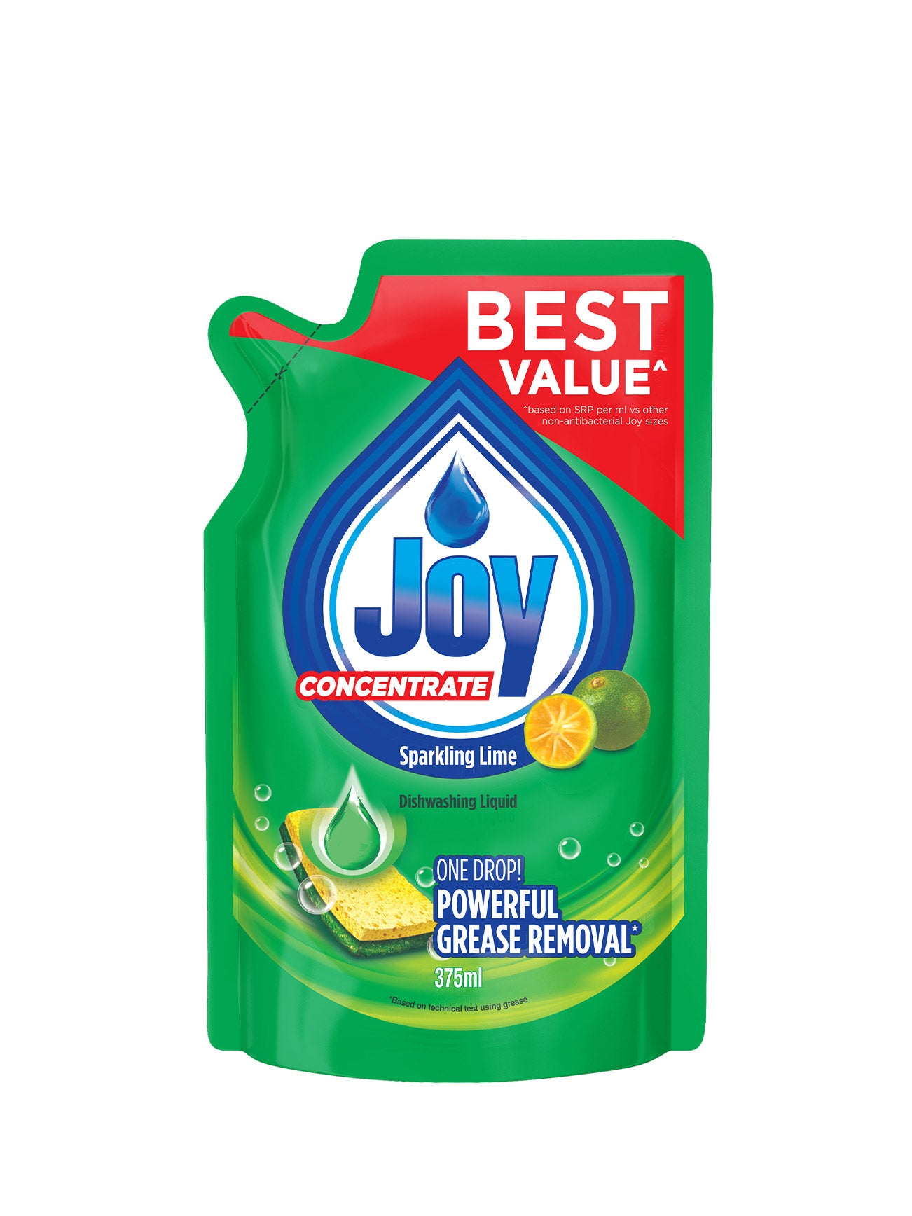 JOY HAND DISHWASHING LIQUID POUCH LIME 375ML