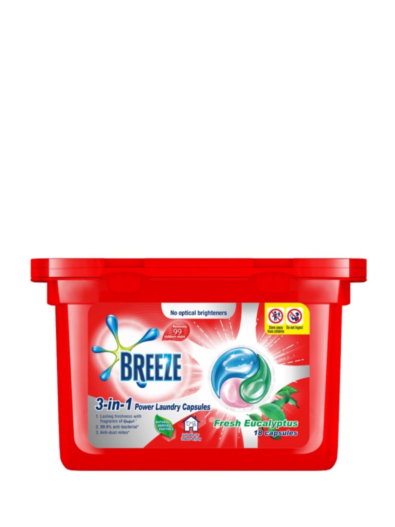 BREEZE 3IN1 LAUNDRY CAPSULE FRESH EUCALYPTUS 18S