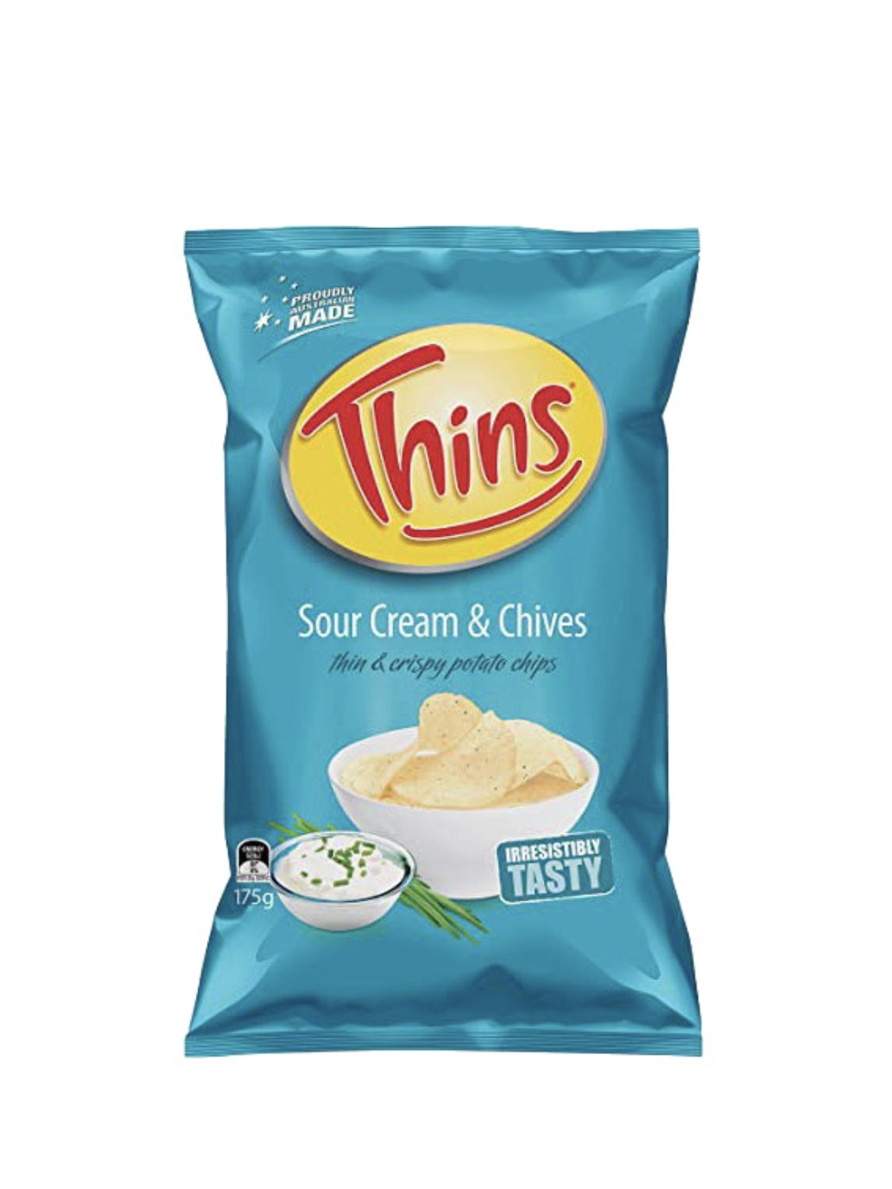 THINS POTATO CHIPS SOUR CREAM & CHIVES 175G