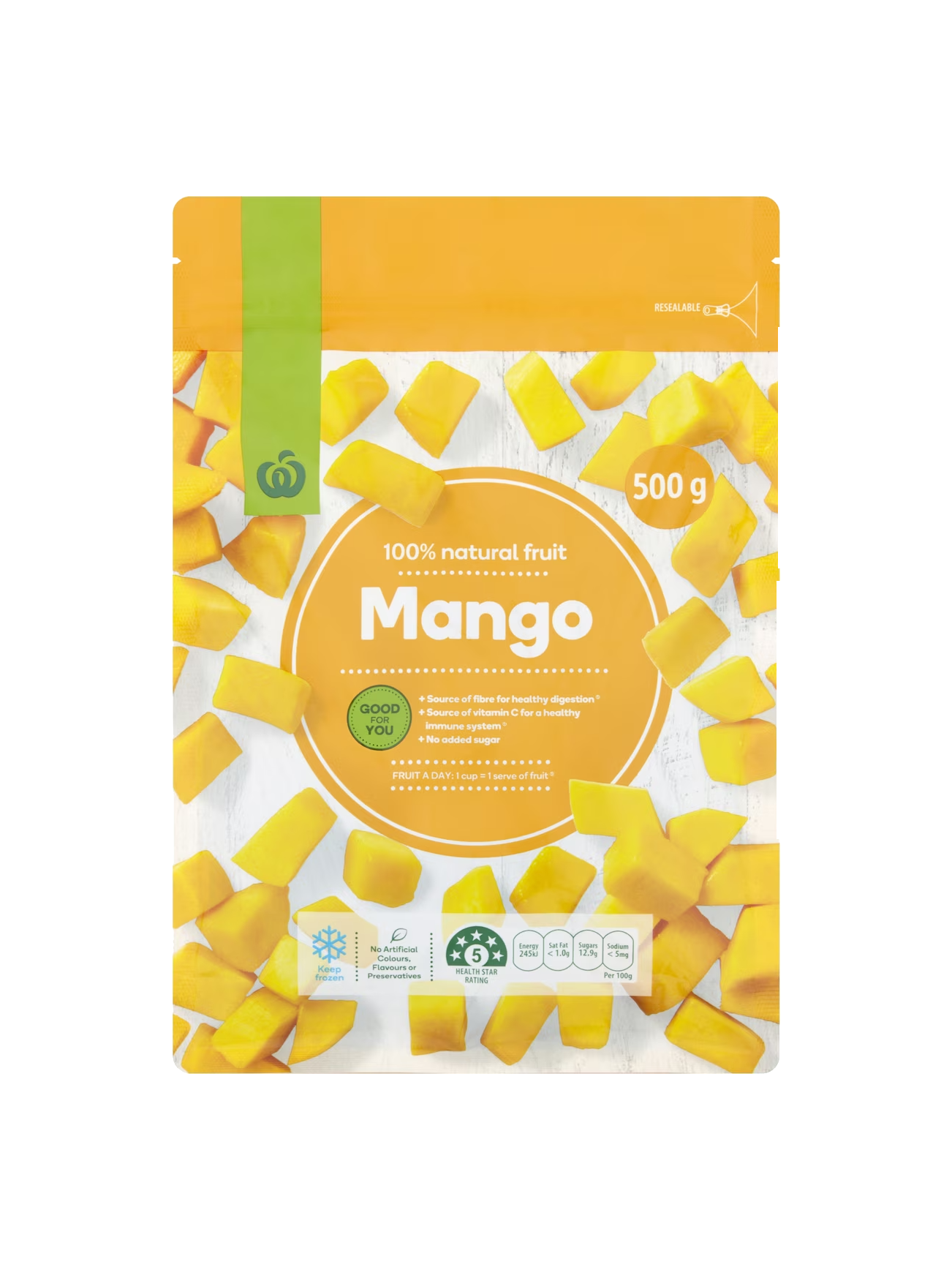 WOOLWORTHS FROZEN MANGO 500G
