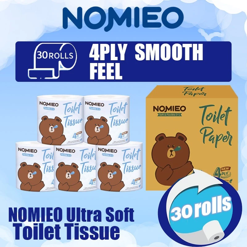 [Carton Sale] Nomieo Toilet Roll 30Rolls 200sheets 4plys/Facial Tissue 100sheets 3plys Ultra Soft Feel Cleansing Cotton
